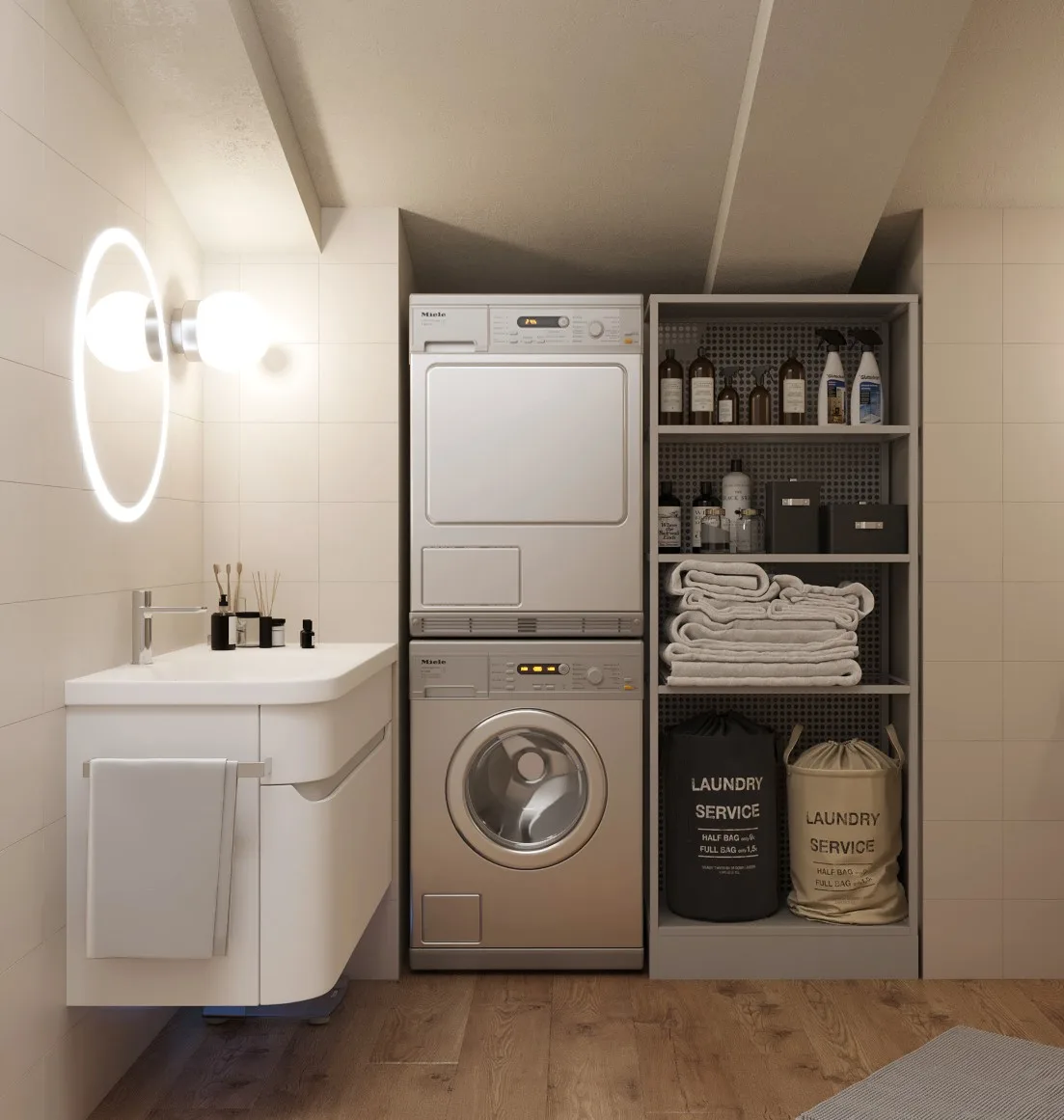 Санузел. ЖК «Театральный парк» - квартира 70 м², г. Королёв. Дизайн интерьера, МАРТСТУДИО